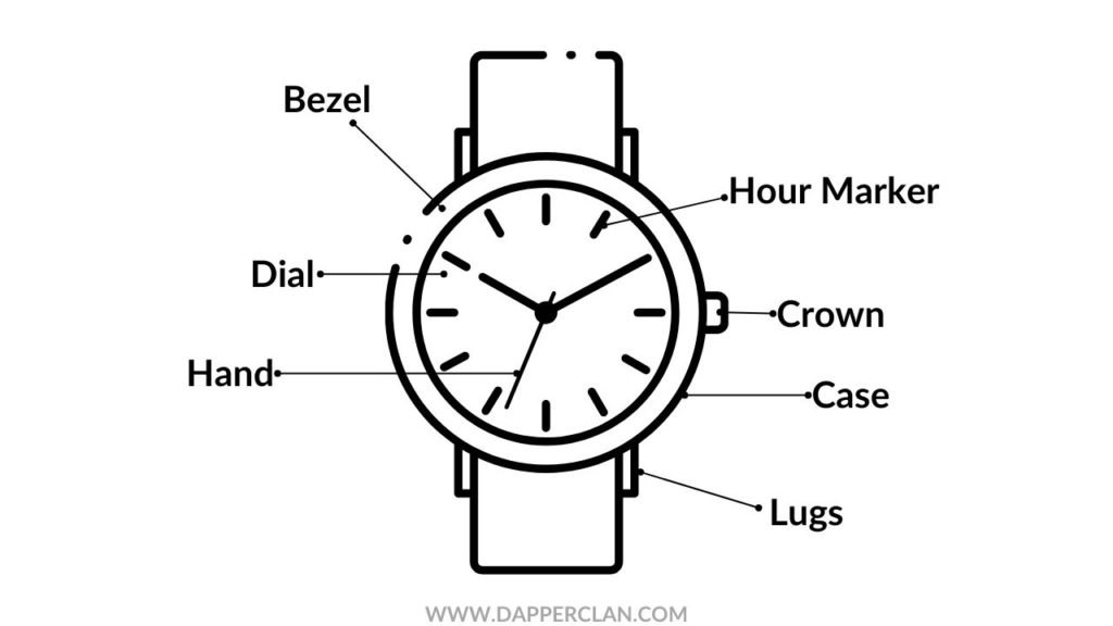 ILLUSTRATION OF WATCH PARTS AND ANATOMY